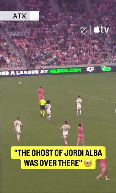 Football players on a field with "THE GHOST OF JORDI ALBA WAS OVER THERE" overlaid.