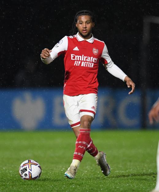 Arsenal U21 player, Reuell Walters, during the Premier League 2 match against Brighton & Hove Albion U21.