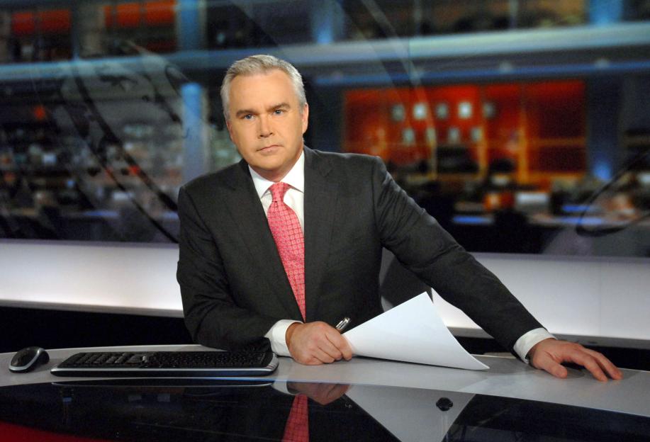 Huw Edwards in the N9 news studio for the Ten O'Clock News.