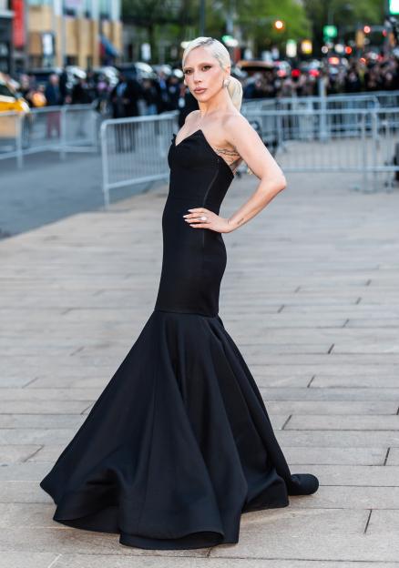 Lady Gaga in a black mermaid-style gown.