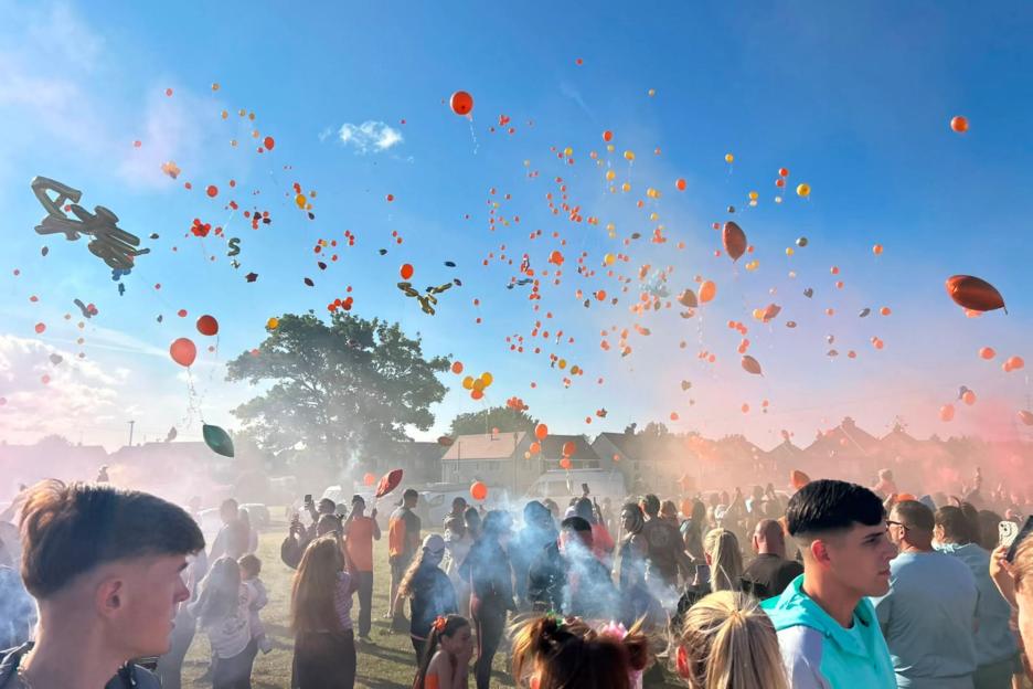 Masked Youths Ignite Flares as Balloons Soar for Joyrider Who Died in A66 Wrong-Way Crash That Claimed Police Lives