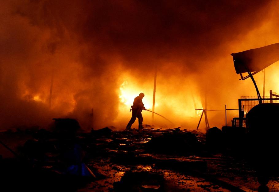 Aftermath of a Russian missile and drone attack in Kyiv