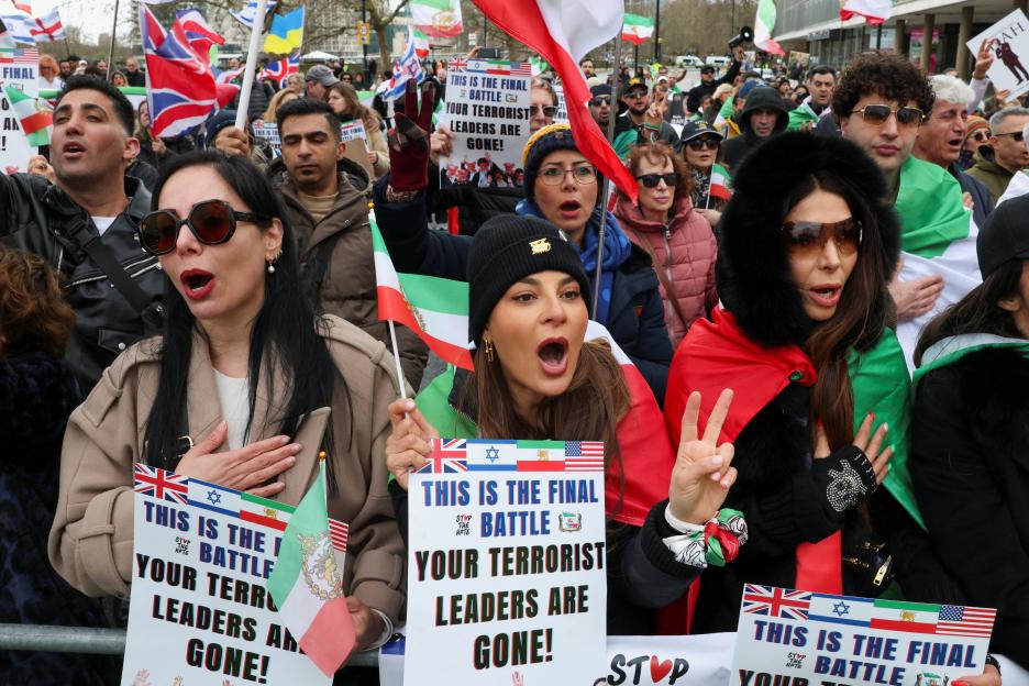 Counter-protesters demonstrate while a protest to mark Al-Quds Day takes place in London