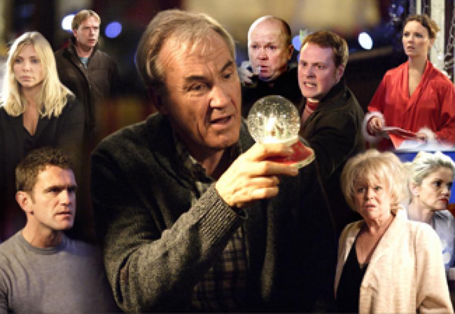 Collage of nine suspects from EastEnders around the time of Archie's death.