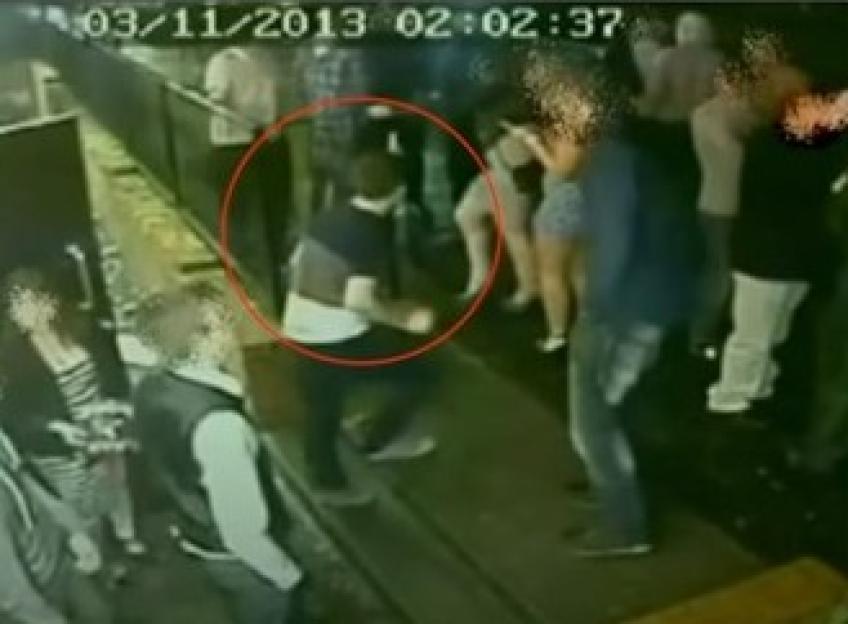 Collage of a man, a shirt, and a security camera image.