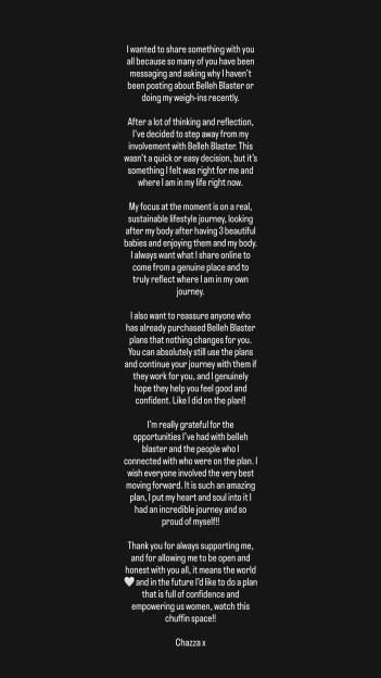 Charlotte Dawson's announcement regarding her decision to step away from Belleh Blaster.