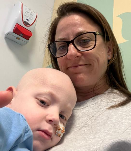 Raffi Starkowitz with his mother Nicky after chemotherapy.