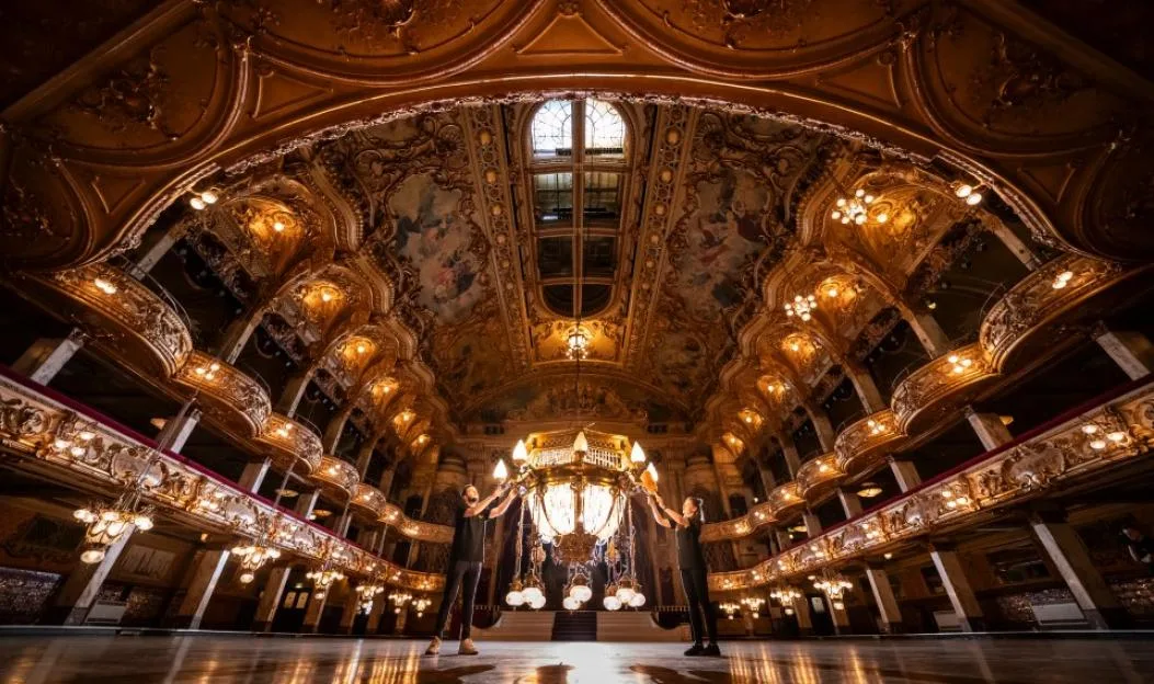 Blackpool Tower ballroom chandeliers cleaned