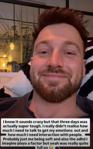 A man with short brown hair and a beard smiles at the camera, with text overlay discussing the difficulty of the past three days.