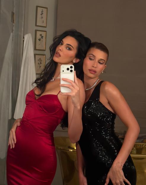 Kendall Jenner and Hailey Bieber attend Kris Jenner's 70th birthday bash.