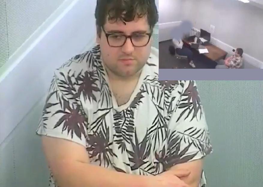 Screengrab of Nathan Bennett during a police interview.