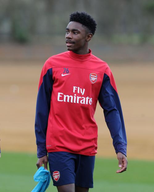 Stefan O'Connor of Arsenal during a training session.