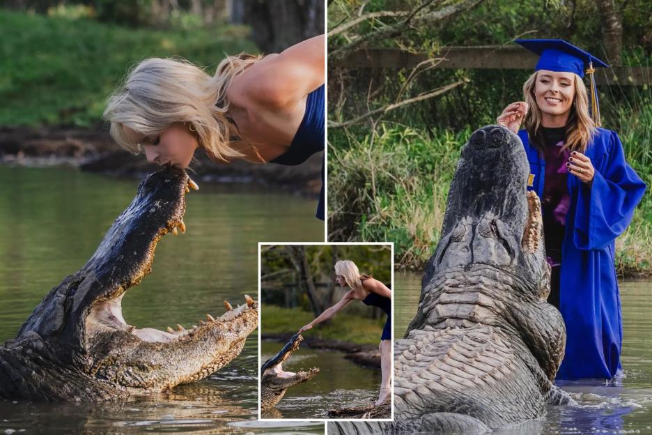 Glam Graduate Celebrates Degree with a Daring Alligator Kiss in Stunning Photoshoot!