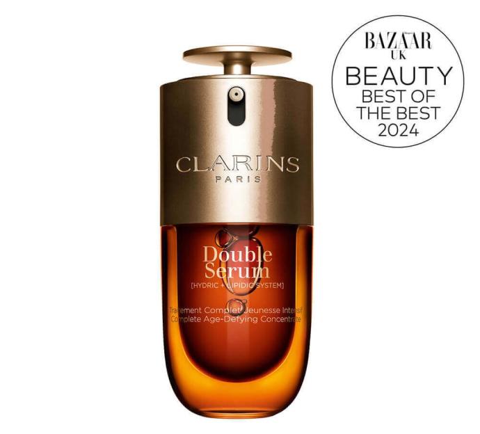 Clarins Double Serum with "Bazaar UK Beauty Best of the Best 2024" award.