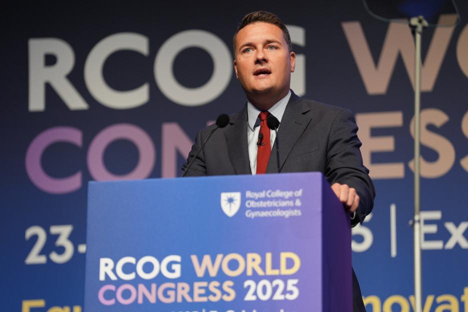 Health Secretary Wes Streeting speaking at the RCOG World Congress 2025.
