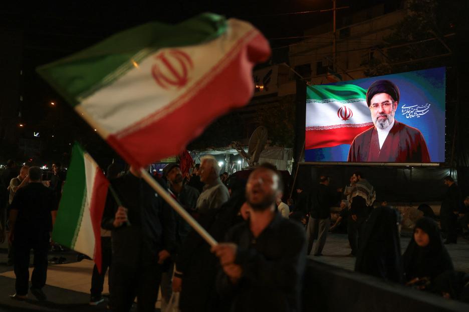 Iranians prepare for a farewell ceremony for late Supreme Leader Ayatollah Ali Khamenei