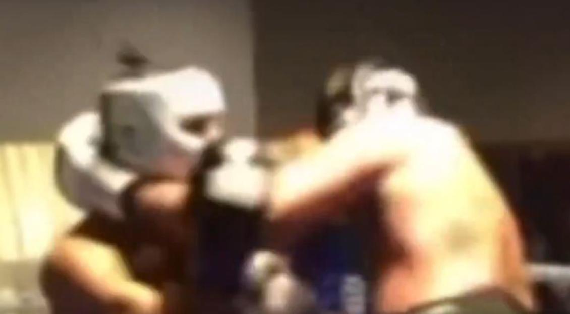 Footage appearing to show Tyson Fury being cut by an elbow during a sparring session.