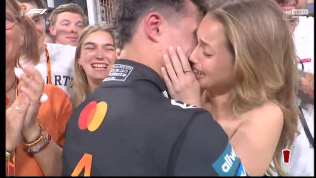 Lando Norris celebrates victory