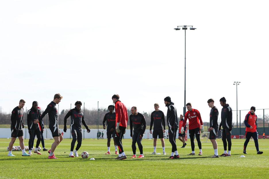 Manchester, UK. 05th Mar, 2025. A general view during the Manchester United FC Training session ahead of the UEFA Europa League match vs Real Sociedad at Carrington Training Centre, Manchester, England, United Kingdom on 5 March 2025 Credit: Jake Kir
