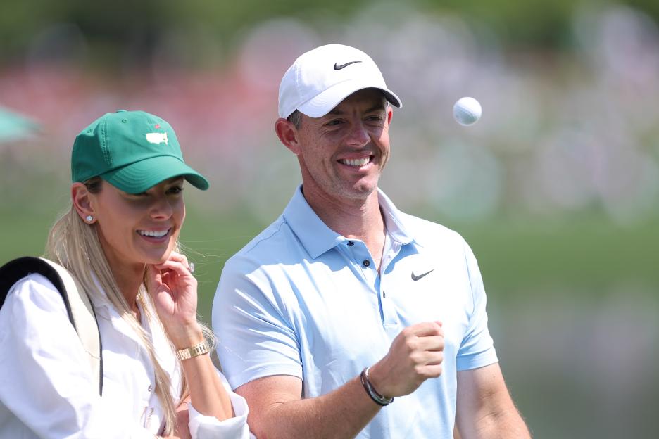 Rory McIlroy and Erica Stoll at the Masters Tournament Par Three Contest.