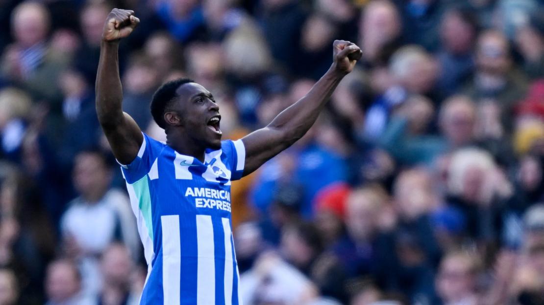 Brighton & Hove Albion's Danny Welbeck celebrates scoring.