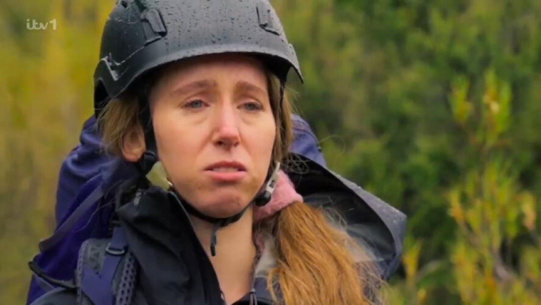 Afton McKeith crying and appearing to have a panic attack on ITV's The Summit.