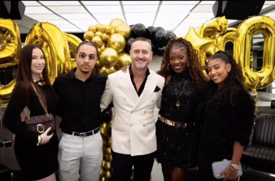 Will Mellor with Hollyoaks co-stars and friends celebrating his 50th birthday.