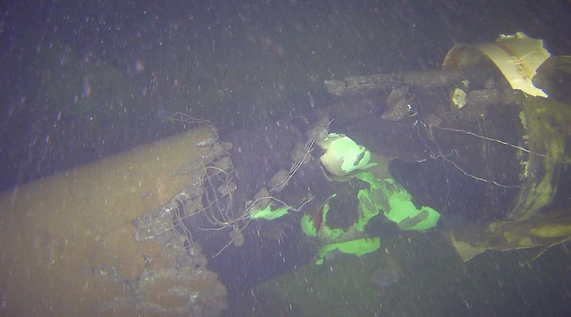 A damaged Balticconnector gas pipeline that connects Finland and Estonia is pictured in this in the Baltic Sea