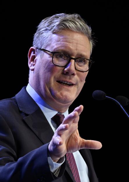 British Prime Minister Keir Starmer speaking at a summit in Johannesburg, South Africa.