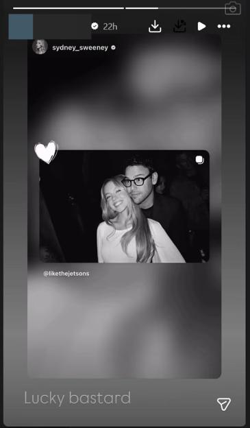 A grayscale photo of Sydney Sweeney and Scooter Braun.