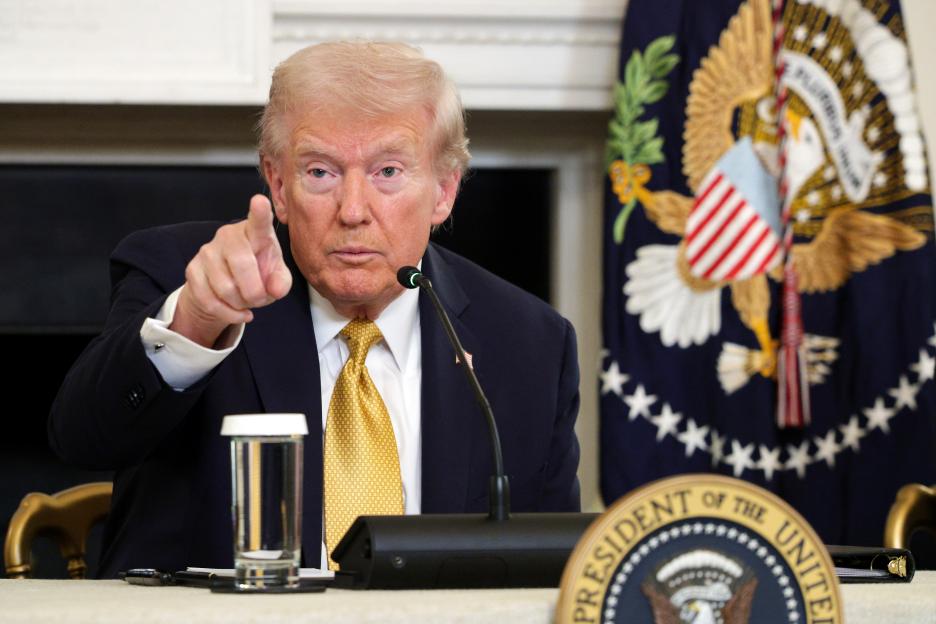 President Trump Makes An Announcement In The State Dining Room Of The White House