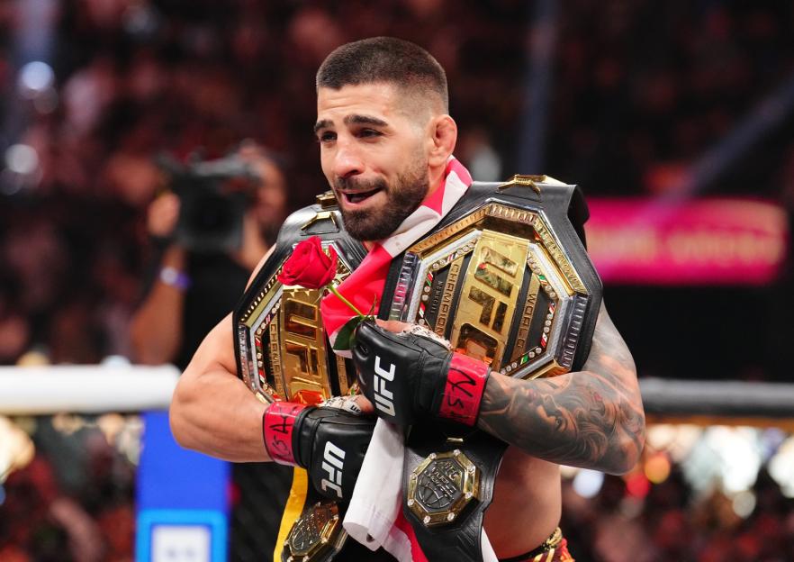 UFC fighter Ilia Topuria after winning his match against Charles Oliveira.