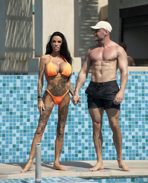 *PREMIUM-EXCLUSIVE* MUST CALL FOR PRICING BEFORE USAGE - Newly Married Couple Katie Price and Lee Andrews pack on the PDA during their hot and steamy honeymoon at the Bab Al Shams, A Rare Finds Desert Resort in Dubai.