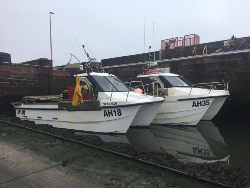 Ben Dowie's boat, AH18, which washed up on Inverbervie beach.
