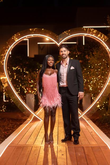 Leanne Amaning and Scott van-der-Sluis from "Love Island All Stars" TV Show.