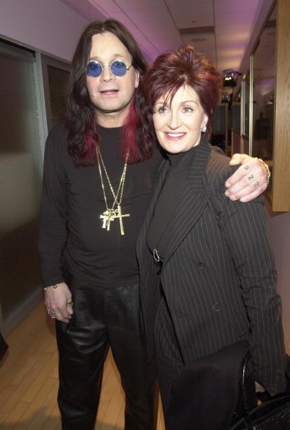 Ozzy and Sharon Osbourne backstage at MTV's TRL.