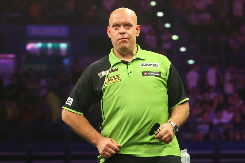 Michael Van Gerwen during the BetMGM Premier League Darts at Utilita Arena, Birmingham.