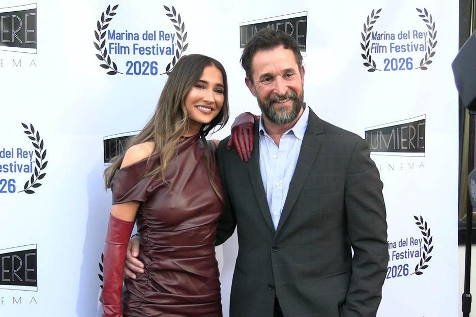 Noah Wyle and his daughter Auden Wyle smiling for a photo at the Marina del Rey Film Festival in Beverly Hills.