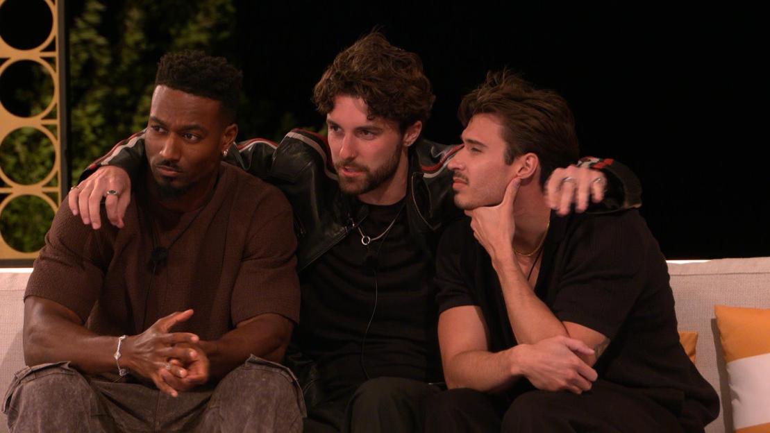 Yamen Sanders, Zac Woodworth, and Carrington Rodriguez on "Love Island All Stars."