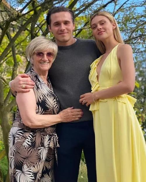 Brooklyn Beckham, Nicola Peltz, and David Beckham's mother Sandra.