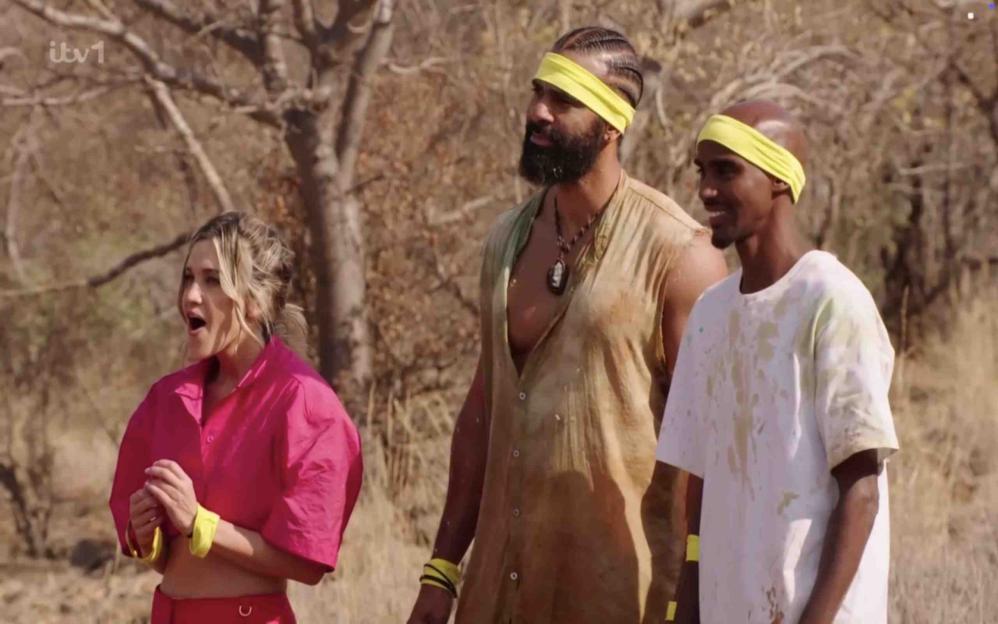 Ashley Roberts, David Haye, and Mo Farah waiting on I'm a Celebrity Get Me Out of Here! South Africa.
