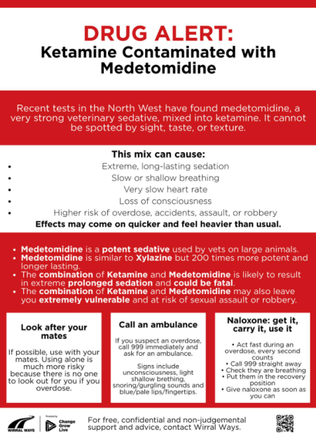Illustration of a drug alert for ketamine contaminated with medetomidine.