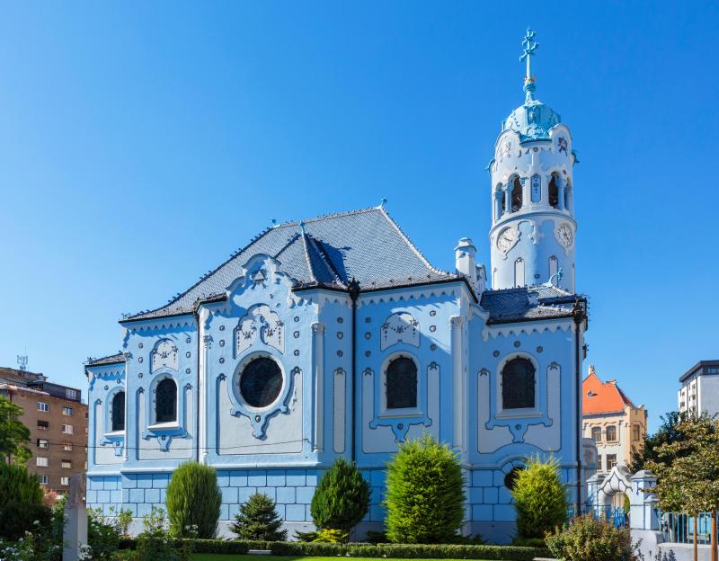 The Blue Church, or Church of St. Elizabeth, in Bratislava, Slovakia.