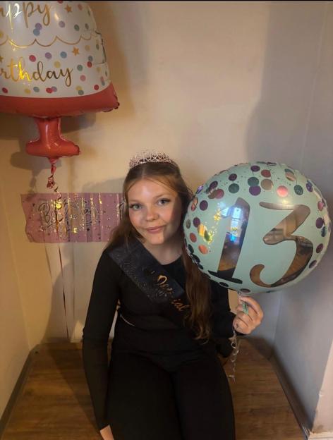 Millie Fairley, 13, celebrating her birthday.