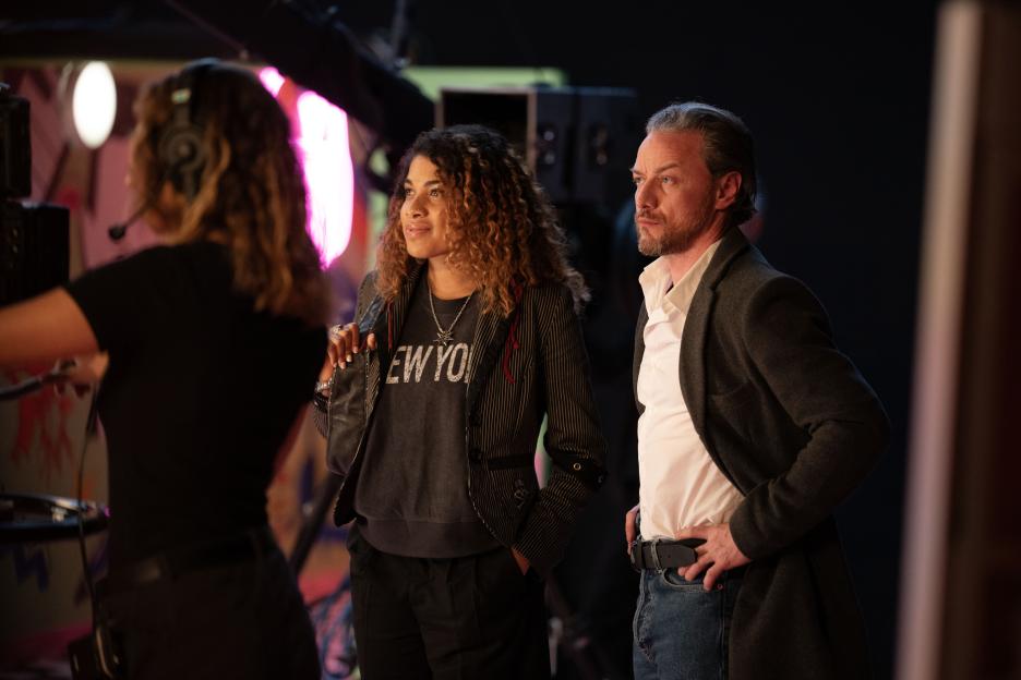 Rebekah Murrell as Tessa and James McAvoy as Anthony Reid in a film still from California Schemin'.