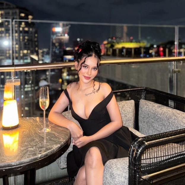 Thipanongsri Khumdee, the girlfriend of Asos founder Quentin Griffiths, at a restaurant.