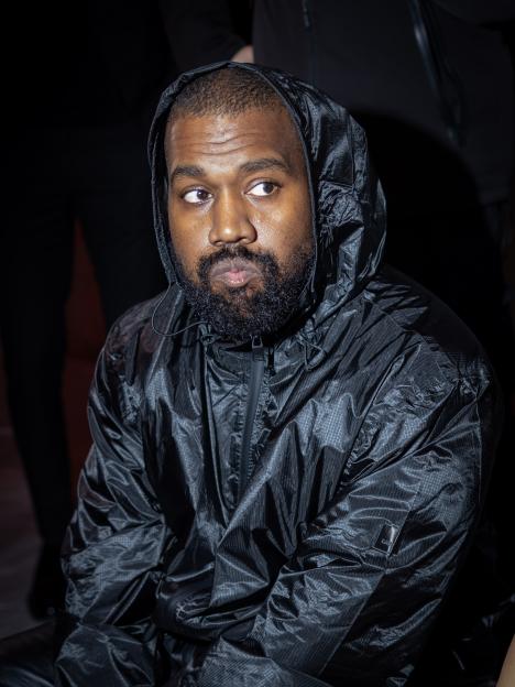 Kanye West at the Marni fashion show during Milan Fashion Week.
