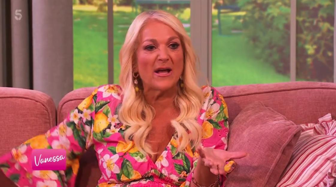 Vanessa Feltz speaking on a Channel 5 show.