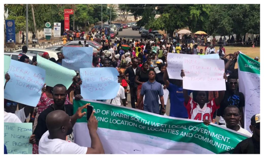 Violence Erupts as Thugs Assault Itsekiri Youths Protesting at INEC Headquarters over Constituency Delineation