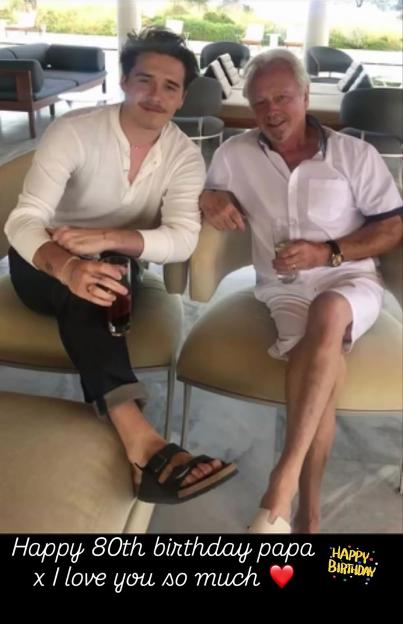 Brooklyn Beckham wishing his grandfather a happy 80th birthday.
